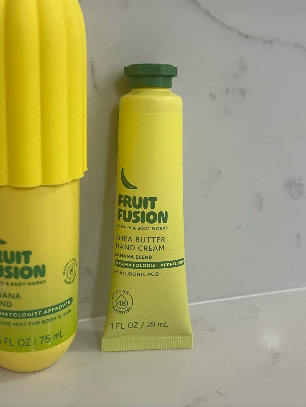 (NEW) Bath & Body Works Fruit Fusion Banana Blend Hand Cream & travel size Mist - Picture 3 of 7
